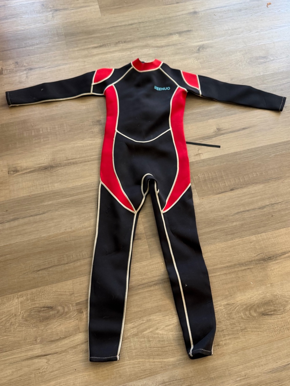 Kids Black and Red Full-Length Swim Rashguard Suit by